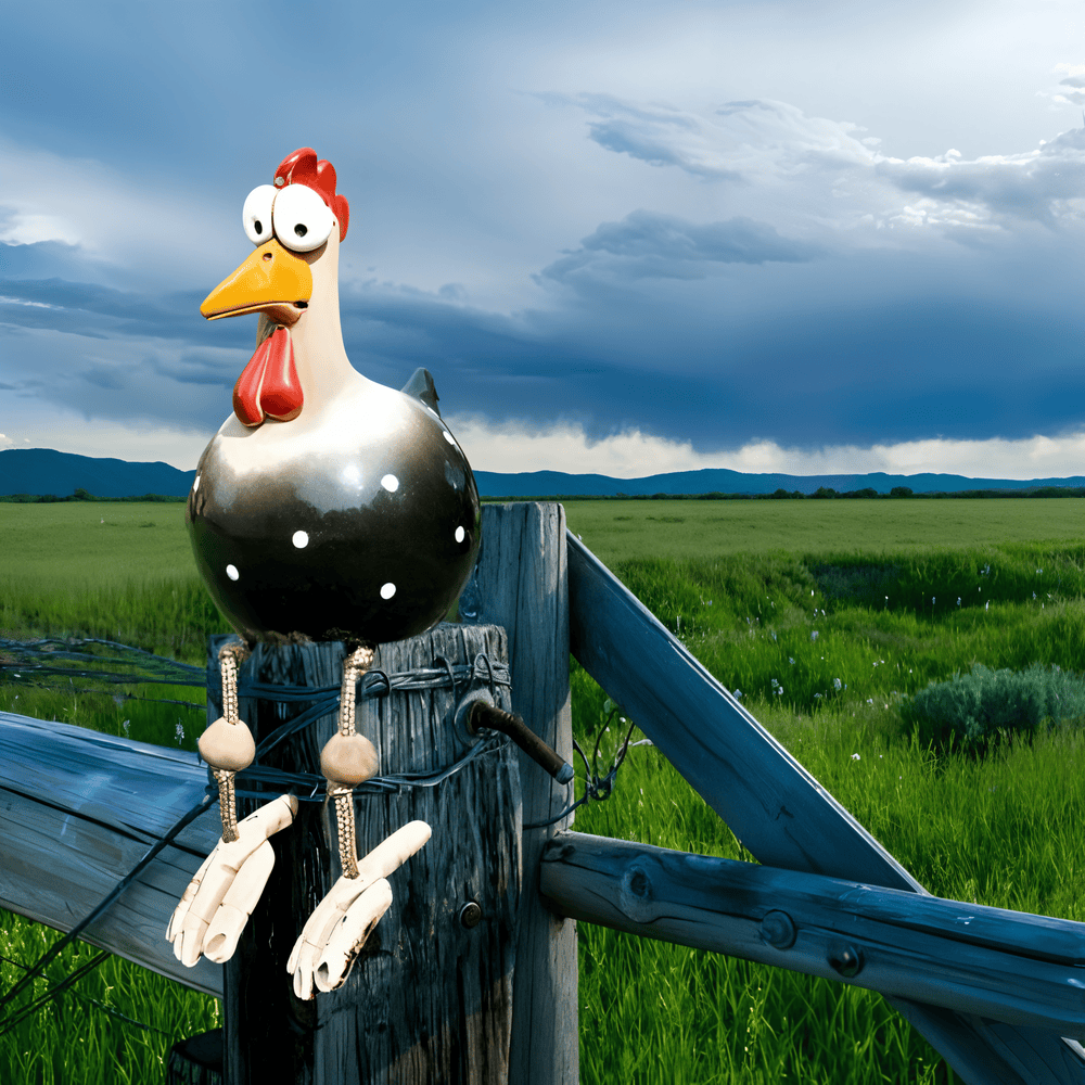 Hahn-Statue Mit Großen Augen - Originelle Dekoration & Lustige Details