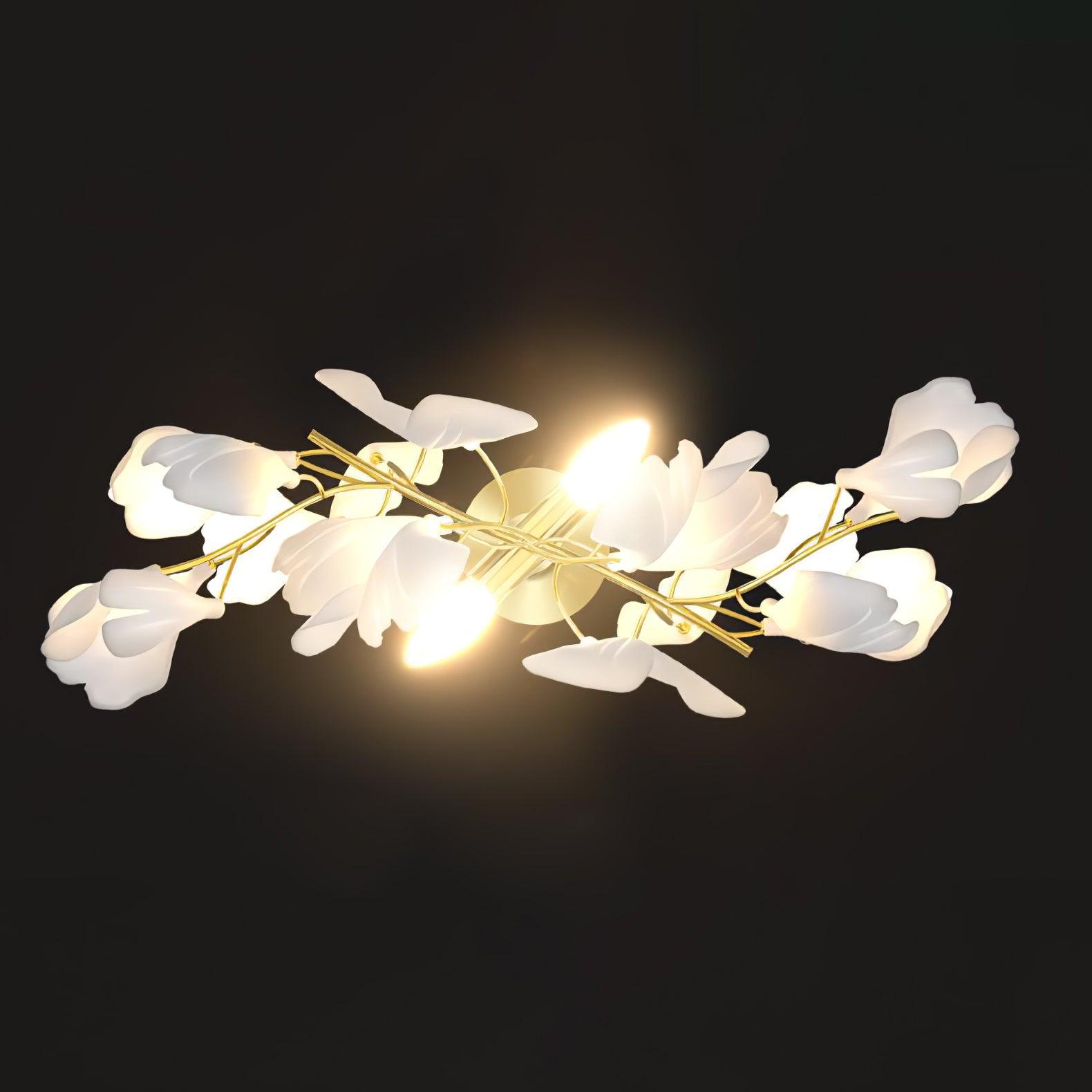 Candeeiro de parede floral - elegância dourada e luz suave