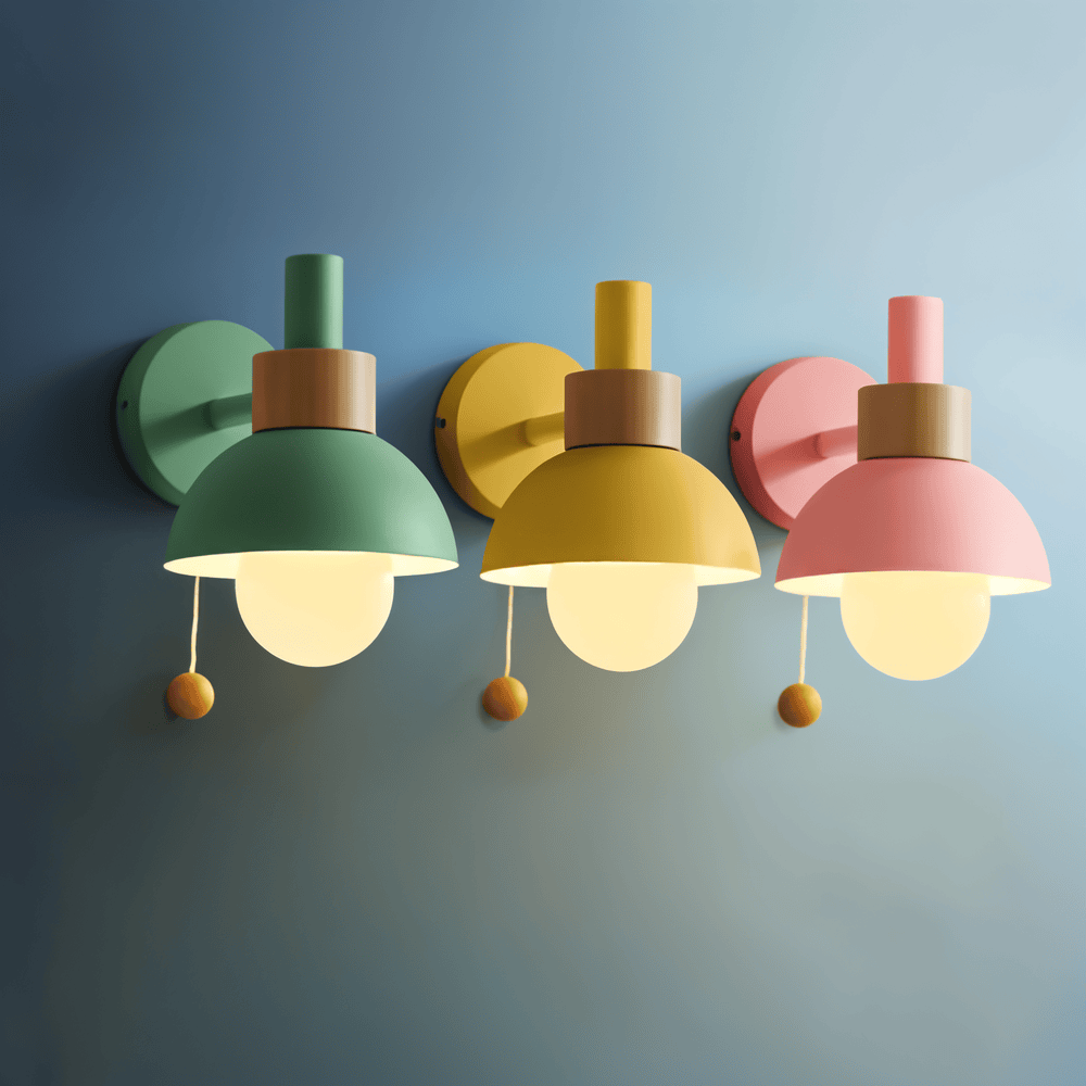 Aplique Pastel con Interruptor Tirador - Iluminación Suave y Estilo Moderno