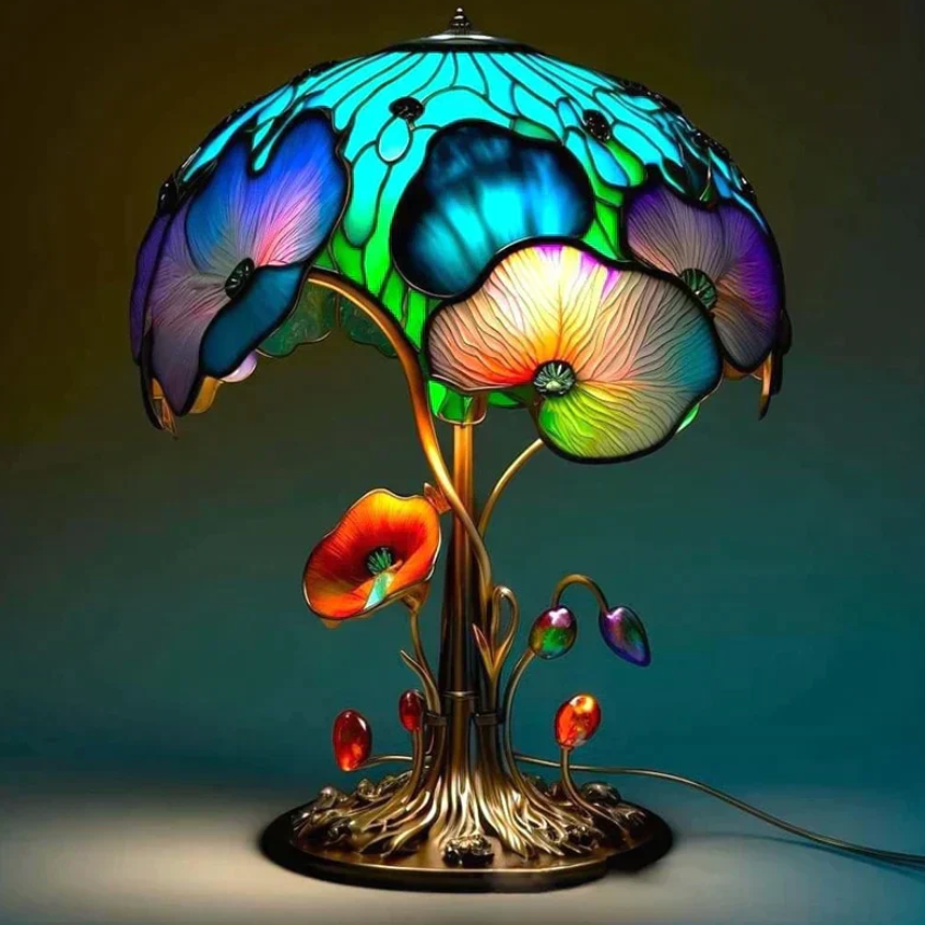 Lampa din Sticlă Colorată Calmante – Lumină Blândă și Atmosferă Caldă 