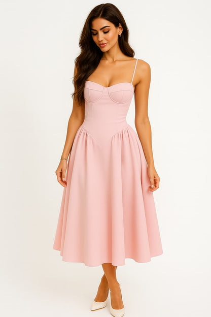 Gentil | Vestido Midi Estruturado – Estilo Corpete e Silhueta Sublimada 