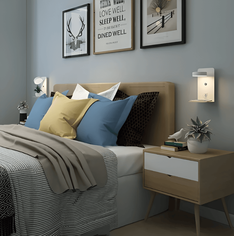 Lampa ścienna LED z półką i portem USB - nowoczesny design i funkcja 2 w 1