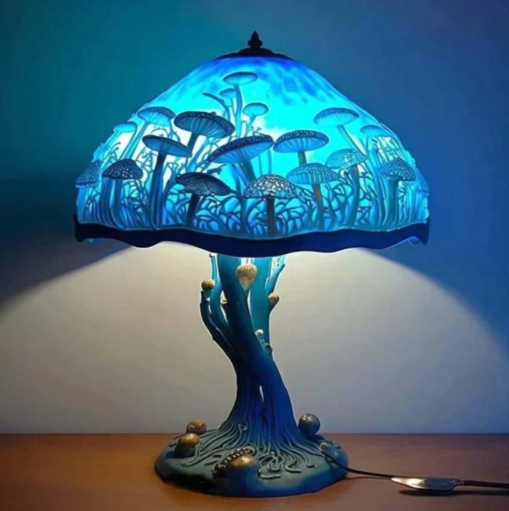 Lampa din Sticlă Colorată Calmante – Lumină Blândă și Atmosferă Caldă 