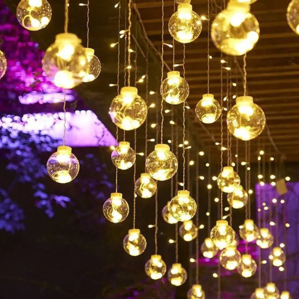 Curtain Of Suspended Light Balls — Warm And Magical Atmosphere 