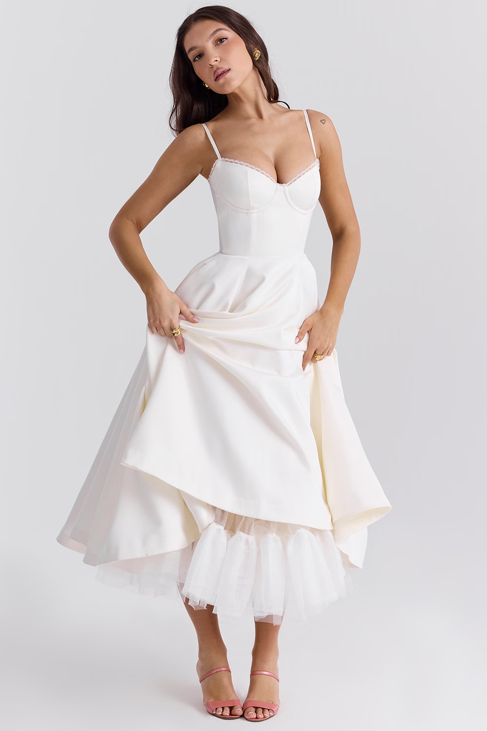 Lory | Rochie Midi cu Bretele – Glamour Clasic și Ușurință 