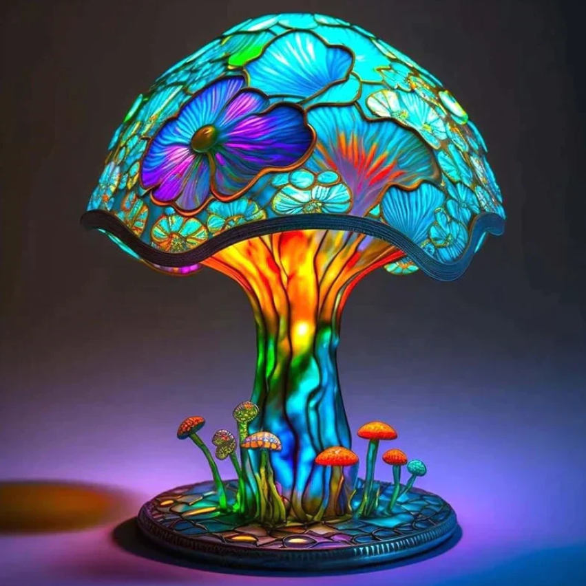 Lampa din Sticlă Colorată Calmante – Lumină Blândă și Atmosferă Caldă 