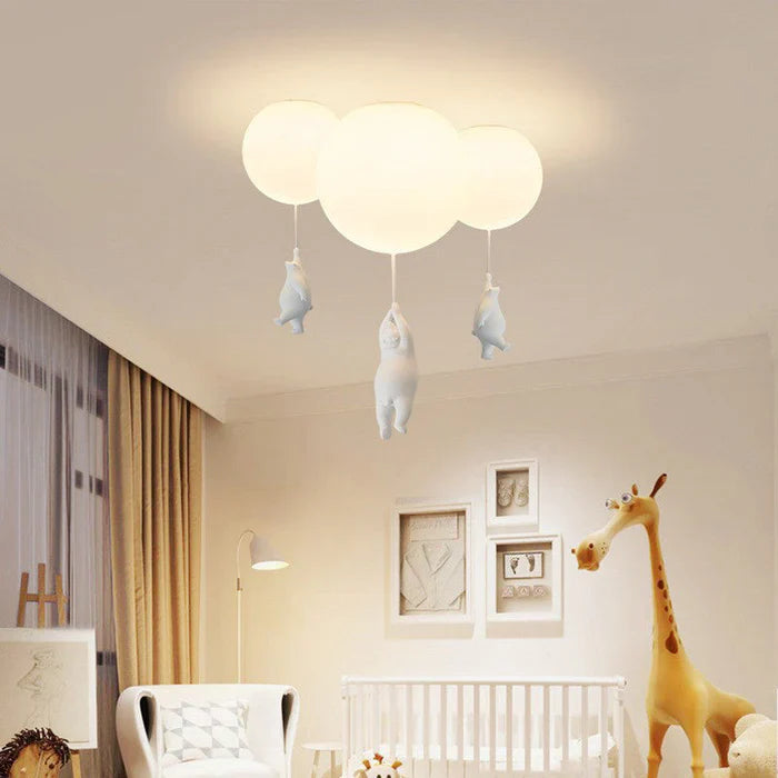 Kinderplafondlamp — Hangende Beren Aan Verlichte Ballonnen 