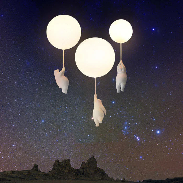 Kinderplafondlamp — Hangende Beren Aan Verlichte Ballonnen 