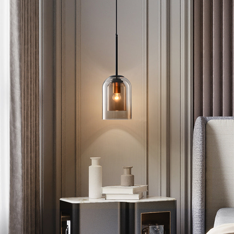 Vintage Hängeleuchte aus Glas - Doppeltes Metallic-Finish