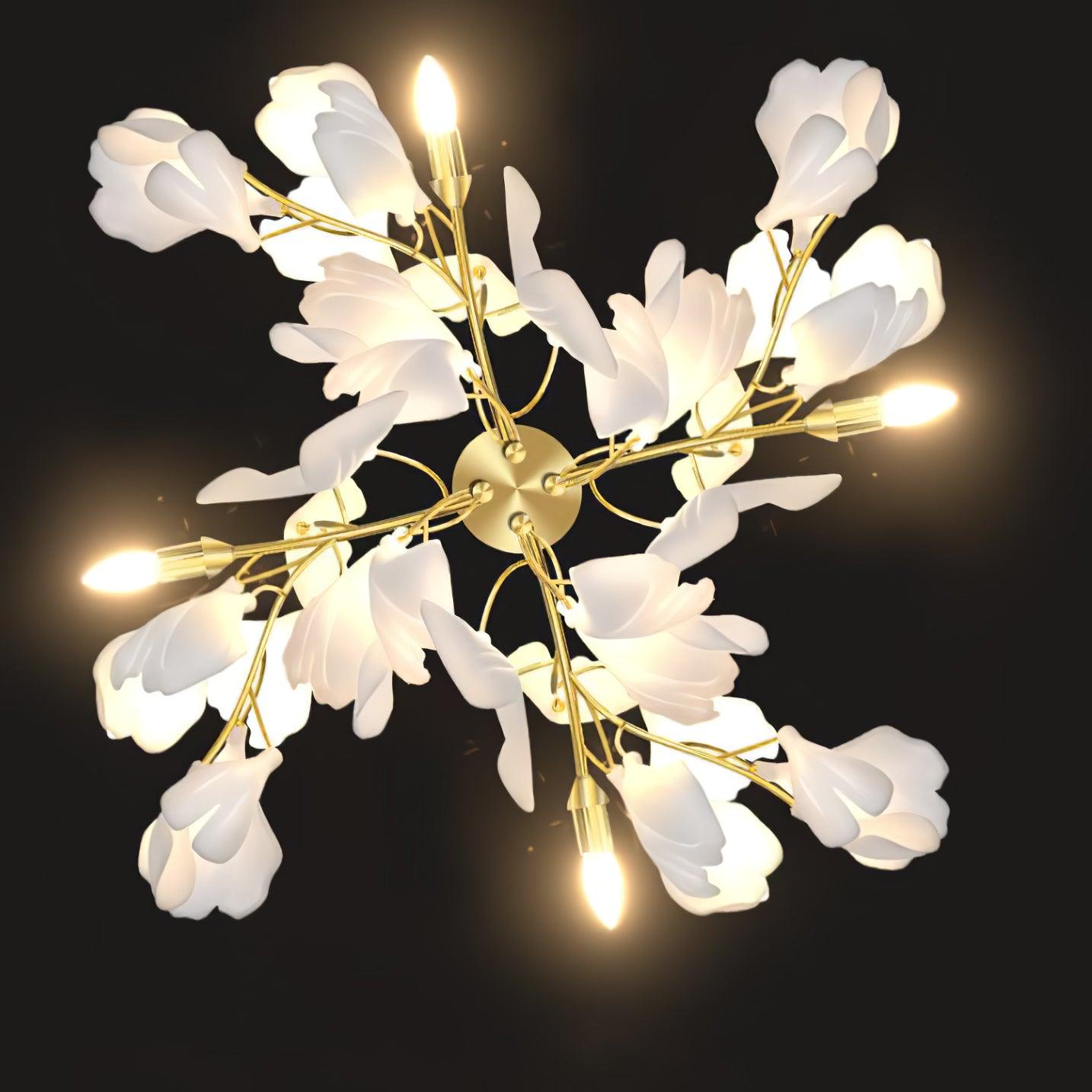 Candeeiro de parede floral - elegância dourada e luz suave
