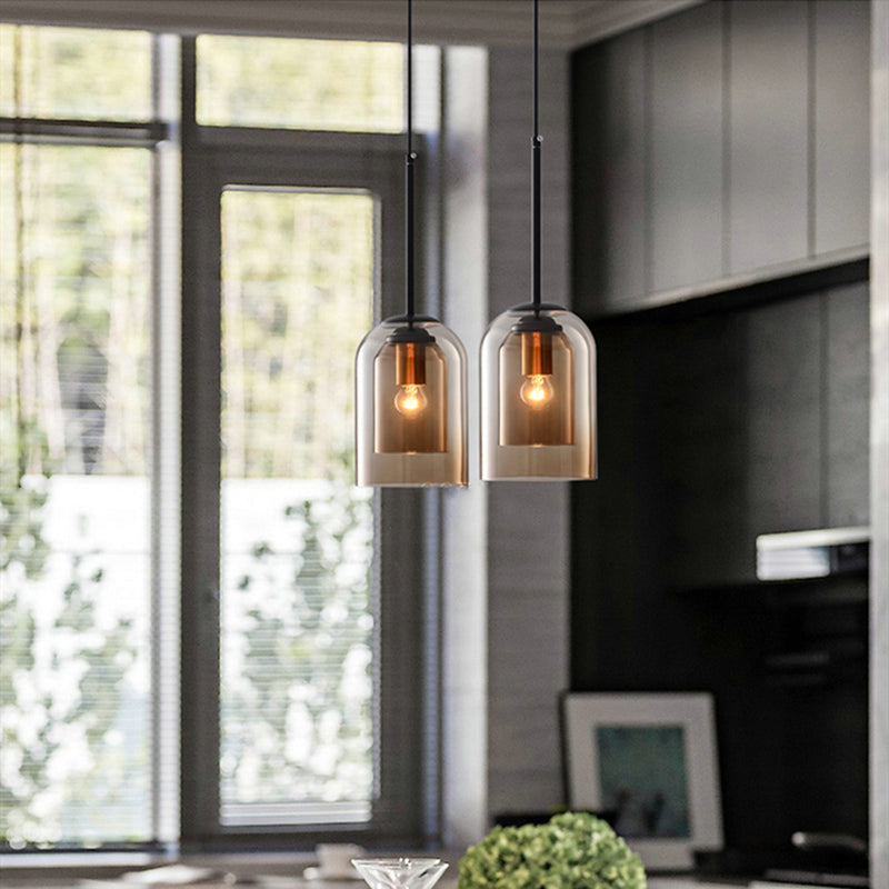 Vintage Hängeleuchte aus Glas - Doppeltes Metallic-Finish