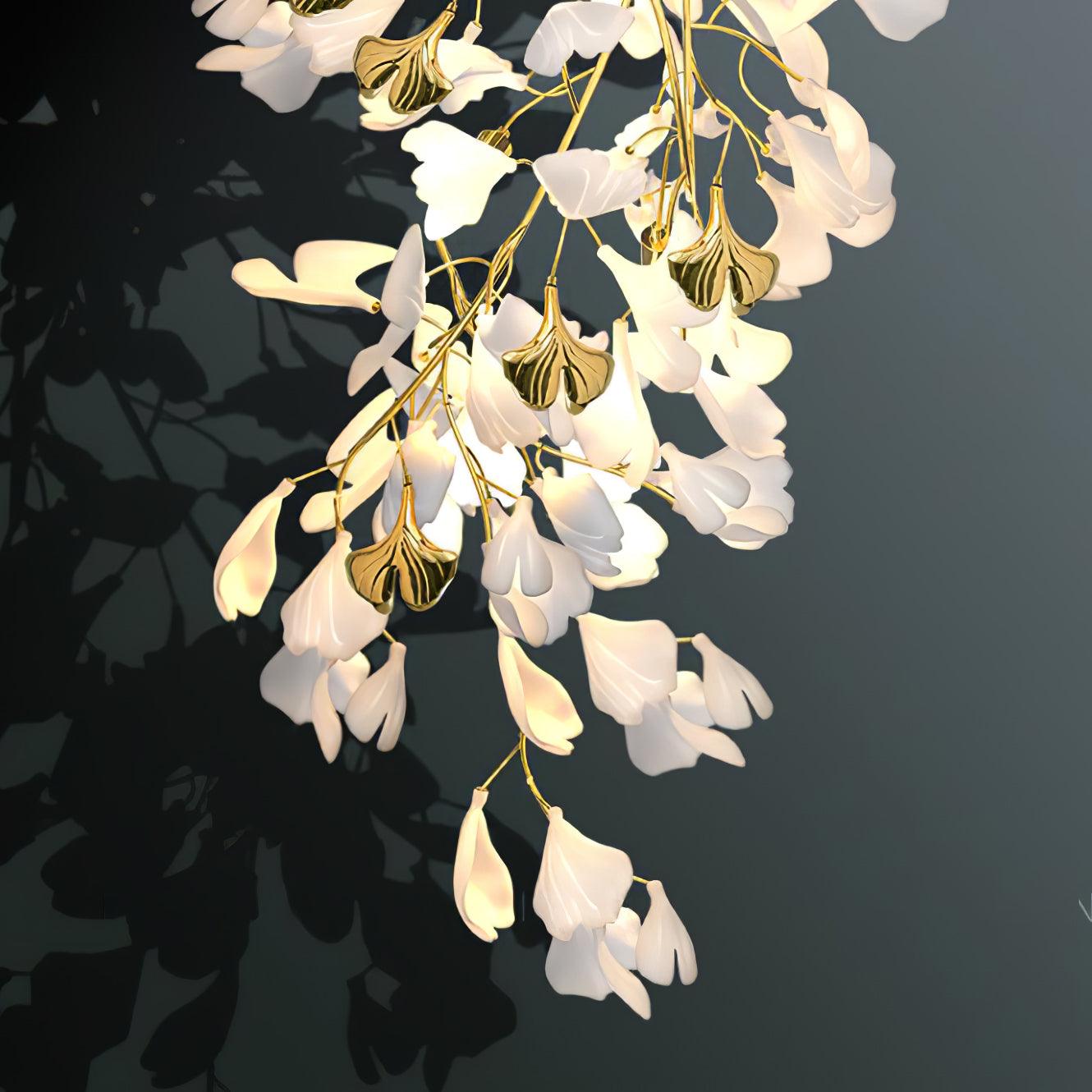 Candeeiro de parede floral - elegância dourada e luz suave