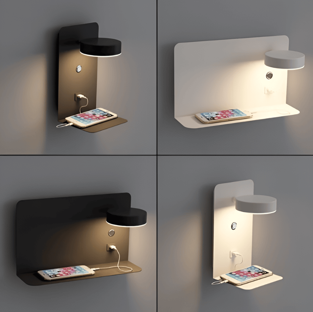 Led-seinävalaisin hyllyllä ja USB-portilla - Moderni muotoilu & 2-in-1-toiminto