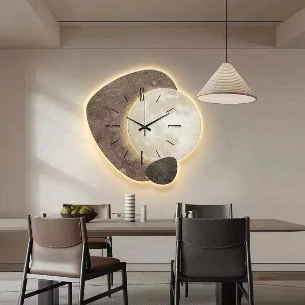 Ceas de perete mare – Design modern și lumină LED ambientală 