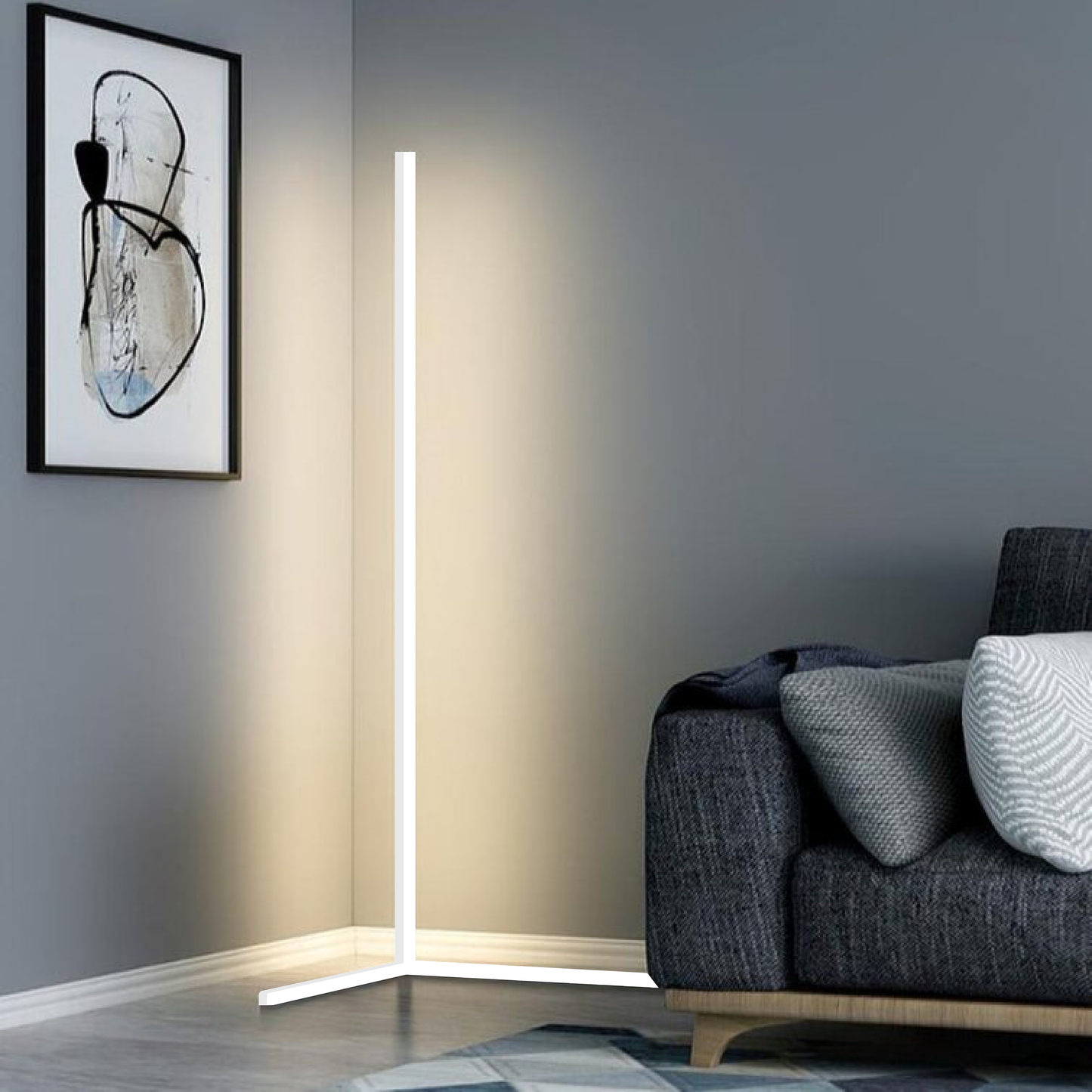 מנורת LED פינתית – תאורה ambient ועיצוב מינימליסטי 