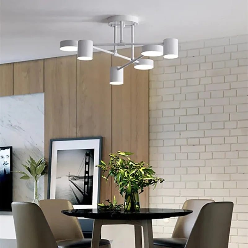 Luminária Moderna com 6 Cabeças LED Orientáveis – Iluminação Versátil e Design Elegante 